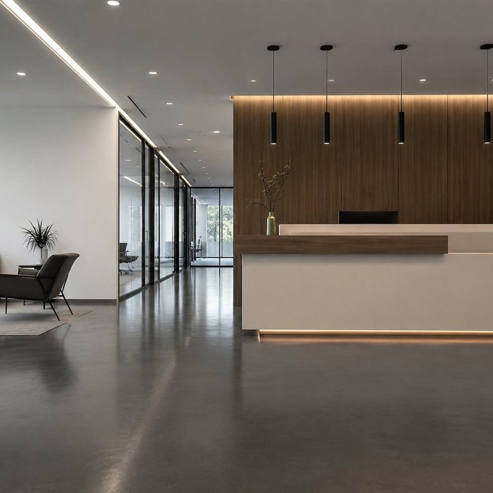 Plancher de quartz commercial poli